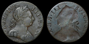 British Milled - George III - Evasion - Halfpenny - Obverse Brockage
