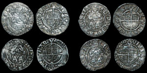 English Tudor - Henry VIII - 4 Sovereign Pennies - Durham