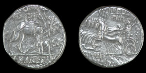 M Amemilius and Pub Plautius Hypsaeus - Denarius