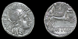 L Rutilius Flaccus - Denarius