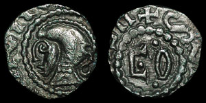 Anglo-Saxon - Extremely Rare Helmeted Type (Int90?) - Continental Sceatta