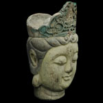 Tibet - Painted Wood Head of Buddha