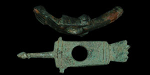 Roman - Two Bronze Phallic Knife Quillons