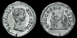 Roman Empire - Plautilla - Empress and Emperor Denarius