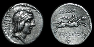 Roman Republic - L. Calpurnius Piso L.f. L.n. - Galloping Horseman Denarius