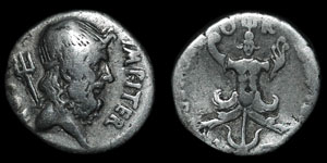 Roman Imperatorial - Rare Sextus Pompey - Neptune Denarius
