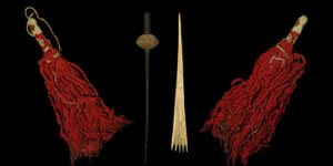 South America - Paracas Culture - Pair of Ceremonial Turban Tassels, Spindle and Bone Comb