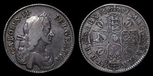 Charles II - Halfrown - 1671 TERTIO