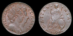 William and Mary - Copper Farthing - 1694