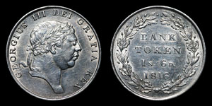 George III - Eighteen Pence Bank Token - 1816 - Doubled Digit in Date