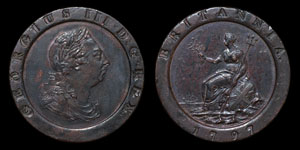 George III - Cartwheel Twopence - 1797 - Mis-Strike
