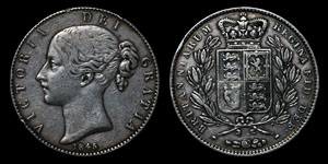 Victoria - Crown - 1845 (cinquefoil stops)